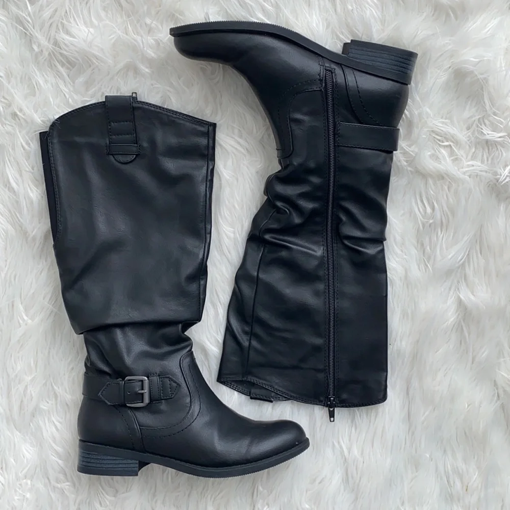 White Mountain | Faux Leather Black Boots